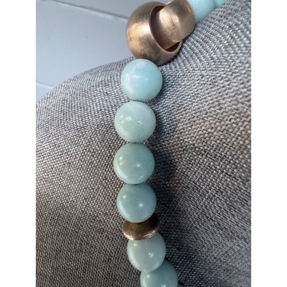 Vintage Jade Bead Sterling Silver Necklace Choker 17" - Picture 5 of 8